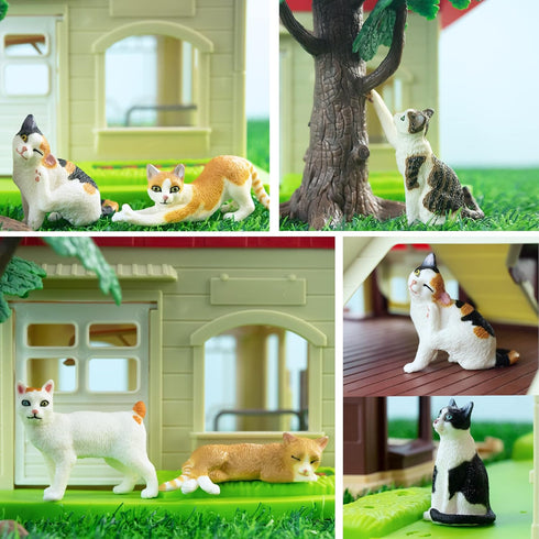 Toymany 8PCS Realistic Cat Figurines, Educational Cat Figures Toy Set, Kitten Easter Eggs Cat Cake Topper Christmas Birthday Gift for Kids Boys Gi...