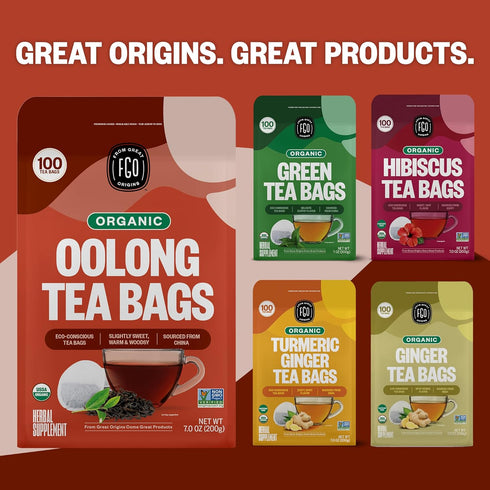FGO Organic Oolong Tea, Eco-Conscious Tea Bags, 100 Count, Packaging May Vary (Pack of 1)...
