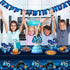 Video Game Rectangular Tablecloth, 3 Pcs Blue PE Plastic Disposable, 54'' x 108'', for Boys Gamer Birthday Party Decorations...
