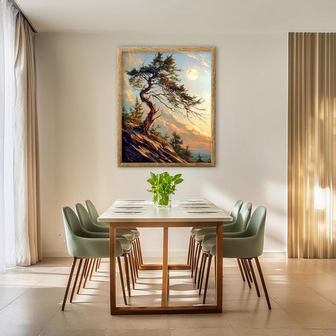 Posterizer 1 pcs-oil painting style art-mystical tree on mountain 1-Landscape & Nature Art Gift for Men Women Entrepreneur Teens Decor for Home ...