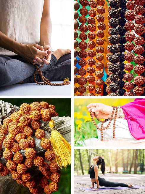 Mandala Crafts Rudraksha Mala 108 Beads - Rudraksha Beads - Nepal Knotted Rudraksha Seed Japa Mala Tibetan Prayer Beads for Rudraksha Necklace Men...