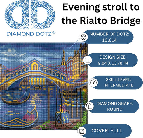 DIAMOND DOTZ ® - Evening stroll to The Rialto Bridge, Full Drill, Round Dotz, Diamond Painting Kits, Diamond Art Kits for Adults, Gem Art, Diamond...