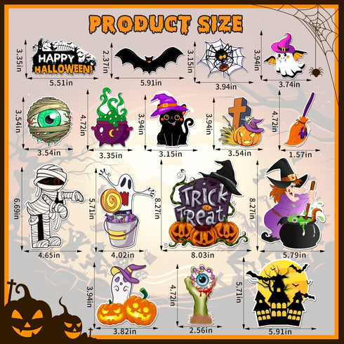 16 Pcs Halloween Magnets Reflective Car Magnets Decorations Halloween Refrigerator Magnetic Stickers Holiday Pumpkin Bat Magnet Stickers Accessori...