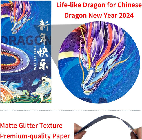 24Pcs Dragon Red Envelopes 2024 Chinese New Year - Cool Design Hong Bao with 6 Unique Stylish Dragon and Matte Finish Texture, Creative Gifts/Deco...