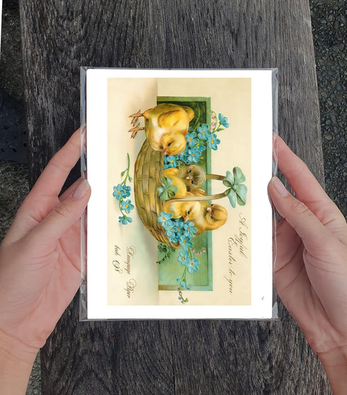Decoupage Paper Pack (21 Sheets 6"x8") Cute Little Easter Chicks and Flowers FLONZ Vintage Styled Easter Cards Pictures for Decoupage, Craft and S...
