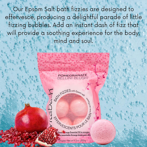 Vitabath Pomegranate Bellini Blush Bath Fizzies with Epsom Salt Relax Nourish Unwind Body & Mind Calming Aromatherapy for Muscle Soreness & Revivi...