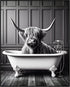 Posterizer 1 pcs-Funny Highland Cow in The Bathtub Print-Comedy Art-Art for Animal Lovers- Gift for Men Women Entrepreneur Teens- Bathroom, restro...