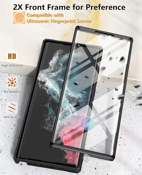 FNTCASE for Samsung Galaxy S22 Ultra Case: Built-in Screen Protector & Kickstand Full-Body Dual Layer Rugged Military Grade Shockproof Protection ...