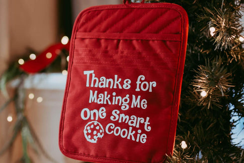 Teacher Appreciation Gift for Women - Thank You Present Potholder - One Smart Cookie Oven Mitt - Set of 2 (One Smart Cookie)...