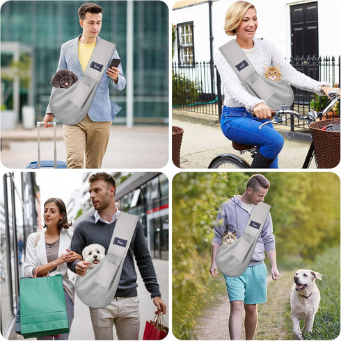 CUBY Dog and Cat Sling Carrier Puppy Breathable Mesh Sling Carrier for Outdoor Travel Dog Carring Carrier for Small Dogs?Grey?...