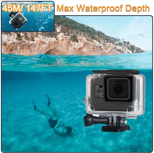 Waterproof Housing Case for GoPro Hero 5 6 7 Black, Protective Underwater Dive Shell with Bracket for Go Pro Hero5 6 Hero7 Black Action Camera Acc...