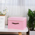 ANMINY Storage Bin with Lid Storage Boxes with PU Leather Handles PP Plastic Board Decorative Foldable Lidded Cotton Linen Fabric Home Cubes Baske...