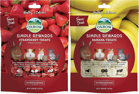 Oxbow 2 Flavor Bundle of Simple Rewards Small Pet Treats: Strawberry and Banana...