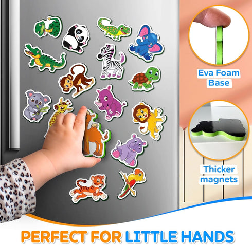 Refrigerator Magnets for Kids Zoo Animals - Big Fridge Magnets for Toddlers - Animal Toys for Toddlers 1-3 - Developmental Toys for 1 Year Old...
