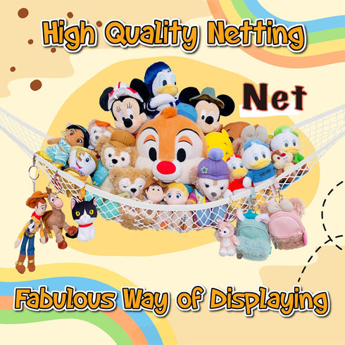 Stuffed Animal Hammock for Plushie Toys | Corner Hanging Storage Net for Organizing your Teddy and Stuffy Collection | (Net 2 Packs, Buttercup Yel...