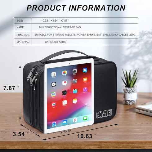 Electronic Bag Travel Cable Accessories Bag Waterproof Double Layer Electronics Organizer Portable Storage Case for Cable, Cord, Charger, Phone, A...