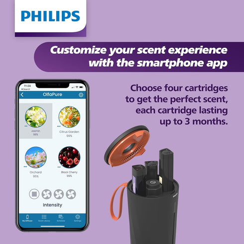 Philips OlfaPure 7300 Diffuser Cartridge - Jasmin - Includes Sweet Tones of Jasmin, Orange Blossom, and a Touch of Vanilla - Designed to Work with...