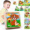 Wooden Animals Block Puzzles for Kids Ages 2-4 with Book, Jigsaw Puzzles Preschool Learning Educational Interactive Toys Gift for Boys Girls, Wood...
