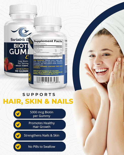 Bariatric Expert Biotin Vitamin – Fast-Melting Dietary Supplement for Adults Post Bariatric Surgery, 90 Count...