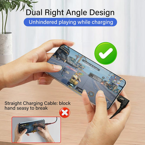 90 Degree USB 4.0 Cable Right Angled USB C to USB C Extension Cable 240W Fast Charging USB Type C Cable Supports Charging Data Audio Video for Lap...