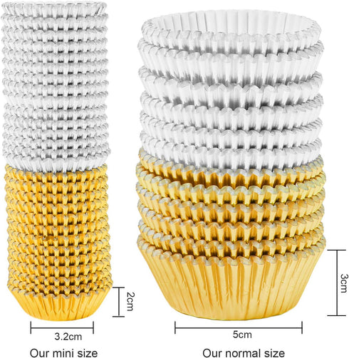Elcoho 600 Pieces 1.25 Inch Mini Foil Metallic Cupcake Liners Muffin Paper Cases Baking Cups, Gold and Silver...
