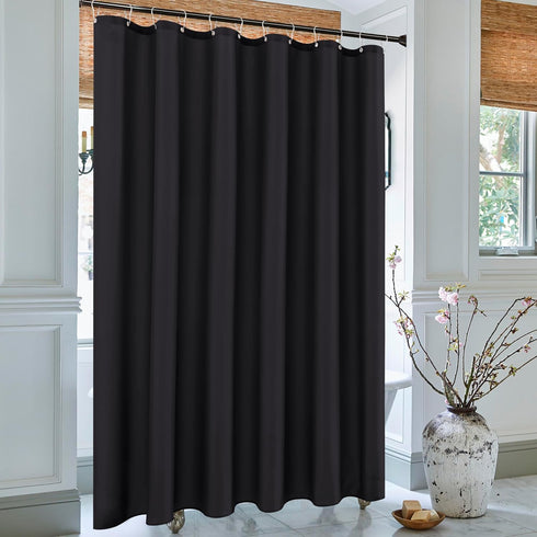 Biscaynebay Fabric Narrow Shower Stall Curtain Liners 40" Width by 72" Length, Black Water Resistant Bathroom Curtains, Rust Resistant Grommets (7...