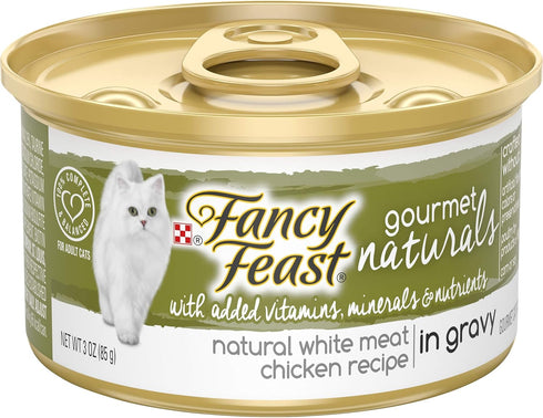 Purina Fancy Feast Wet Cat Food Gourmet Naturals White Meat Chicken Recipe in Wet Cat Food Gravy - (Pack of 12) 3 oz. Cans...
