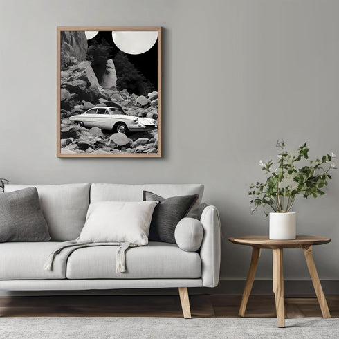 Posterizer 1 pcs-black and white collage-vintage car-landscapes-Retro Art-Abstract & Modern Art-Gift for Art Lovers- UNFRAMED Wall Art...