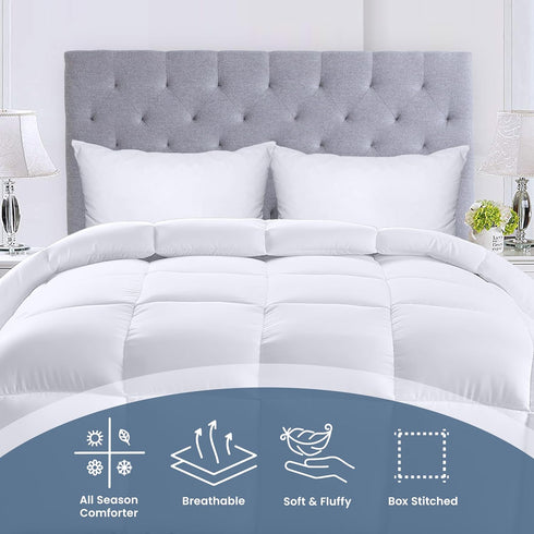 Utopia Bedding Down Alternative Comforter (Twin, White) - All Season Comforter - Plush Siliconized Fiberfill Duvet Insert - Box Stitched...