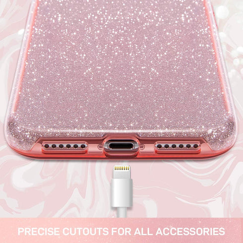 MILPROX Glitter case Compatible with iPhone SE 2022, iPhone 7/8 4.7", Shiny Sparkle Bling, 3 Layer Hybrid Protective Soft Phone Case for iPhone SE...