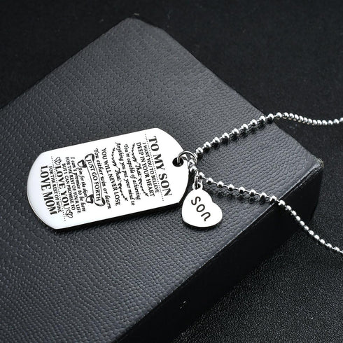 To My Son from MOM I Want You To Believe Love Mom Dog Tag Military Air Force Navy Coast Guard Necklace Ball Chain Gift for Best Son Birthday and G...