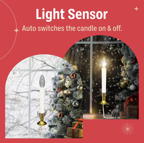 Holiday Joy Window Candles Kit - Pack of 1-9-inch-Tall Electric Candle with Built-in Auto Sensor, 2 Bulbs and Suction Cup Holder in Each Box - 5W,...