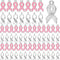 100 Pcs Breast Cancer Charms for Jewelry Making Awareness Ribbon Charm Beads Hope Ribbon Pendant Charms for DIY Craft Making Supplies Jewelry...