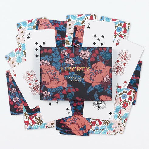 Galison Liberty Floral Playing Card Set from 2 Standard Size Playing Card Decks with Unique Floral Artwork, Sturdy Exterior Drawer Box with Foil-S...