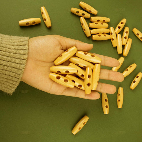 AUEAR, 50 Pack Wood Buttons 2 Holes Sweater Coats Sewing Horn Toggle...