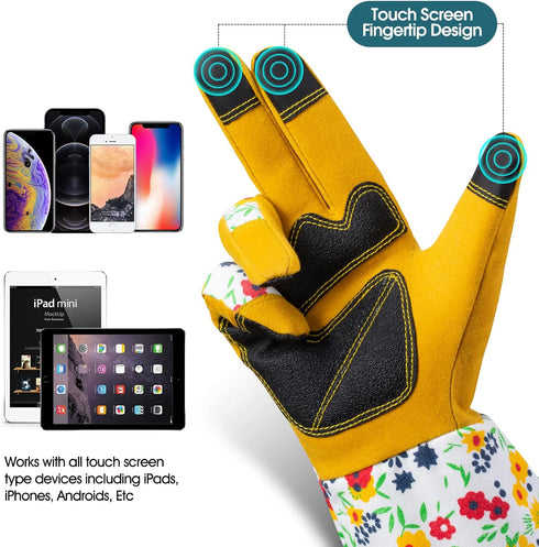Gardening Gloves for Women,Long Sleeve Garden Rose Cactus Pruning Thorn-Proof Breathable Work Gloves with Touch Screen,Yellow Medium...