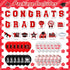 45pcs 2024 Graduation Car Magnets Balloons Decorations Red and Black Grad 2024 Graduation Fridge Magnets Car Garage Door Magnetic Stickers Class o...