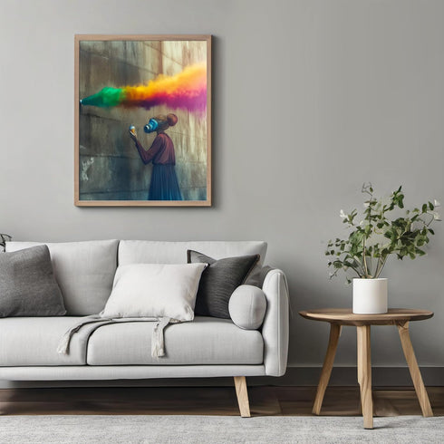 Posterizer-gritty street art-colorful poster-graffiti artist making art -3-Retro Art-Abstract & Modern Art-Gift for Street Art, Mural Fans- unfram...