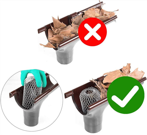 8 Pack Gutter Guards, Gutter Downspout Guard, Expand Aluminum Gutter Guard Strainer Filter, Gutter Downspout Protectors, Stops Blockage Leaves Deb...