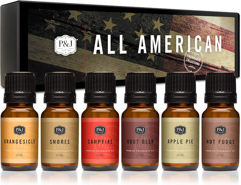P&J Trading Fragrance Oil All-American Set | Apple Pie, Hot Fudge, Campfire, Root Beer, Orangesicle, and Smores Candle Scents for Candle Making, F...