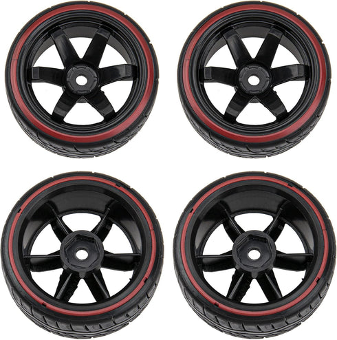 Hard Plastic Wheel Rims & Plastic Tires 12mm Hex Compatible with Traxxas HSP Tamiya Kyosho Himoto 1/10 RC Drift Car (Style 1)...