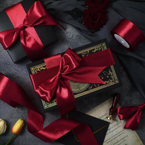 4 Rolls Satin Ribbon for Wedding Invitations 96 Yards 2 Inches Wide Polyester Satin Ribbon Solid Satin Ribbon for Wedding Christmas Handmade Bows ...