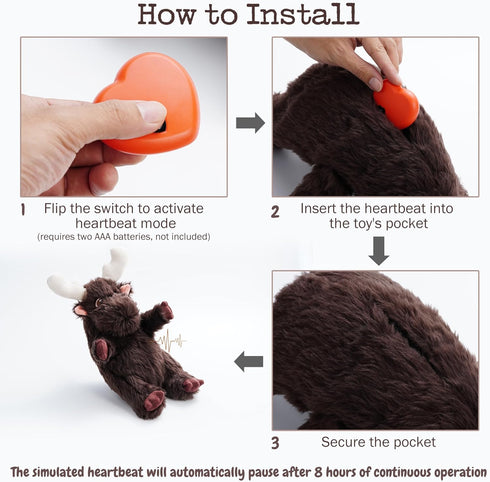 Moose Heart Beat Dog Toy for Puppy - Soft Plush Stuffed Animal Dog Pal with Heartbeat for Puppy Small Medium Large Breed, Ideal for Comfort & Anxi...