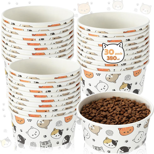 Mifoci 30 Pcs Disposable Pet Bowls Bulk 12 oz 1.5 Cup Small Dog Feeding Bowls Cat Paper Dishes Small Serving Water Food Tray for Dog Puppy Kitten ...