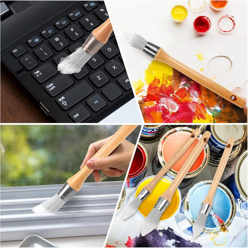 WRAPXPERT Trim Paint Brush,11" Long Handle Edge Painting Tool Kit,Round Trim Brushes for Corner,Touch UPs,Artwork,House Wall Edges 3-Pack...