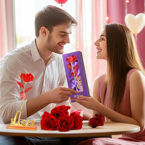 Childom Birthday Gifts for Women,Christmas Rose Gifts for Her Mom,Red Rose with Love Stand for Wife,Sweet Artificial Flower for Grandma,Women,Chri...