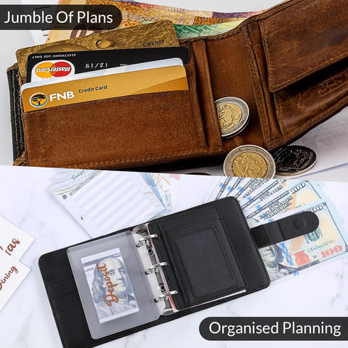 A8 Budget Binder, Money Saving Binder with 8Pcs Cash Envelopes for Budgeting, Money Organizer for Cash with 12Pcs budgeting Sheets and 2Pcs Golden...