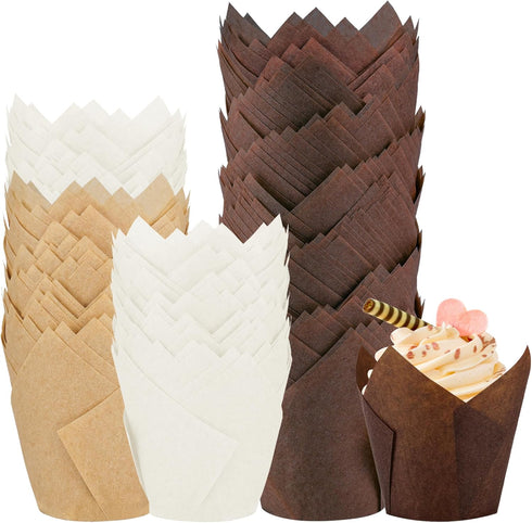 200PCS Tulip Cupcake Liners Parchment Baking Cups Muffin Wrappers Perfect for Birthday Parties, Weddings, Baby Showers, Catering, Restaurants Stan...