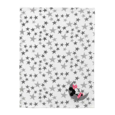Lambs & Ivy Disney Baby Minnie Mouse Fleece Baby Blanket, Gray/White...