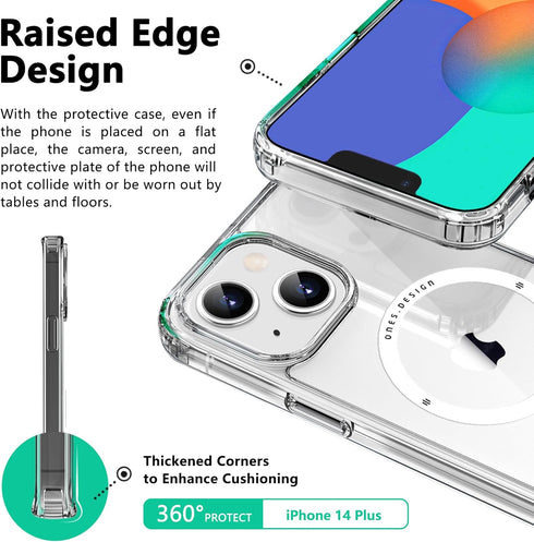 ONES for iPhone 14 Plus Case, Hybrid Magnetic Phone Case, Compatible with MagSafe, Military Grade Protection, Shockproof Airbag, Anti-Yellow Silic...